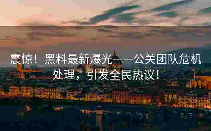 震惊！黑料最新爆光——公关团队危机处理，引发全民热议！